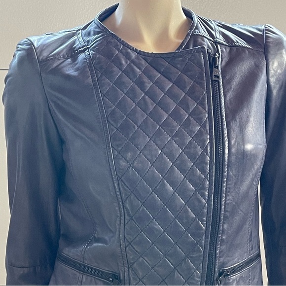 Massimo Dutti Quilted Leather Moto Jacket - Picture 3 of 13